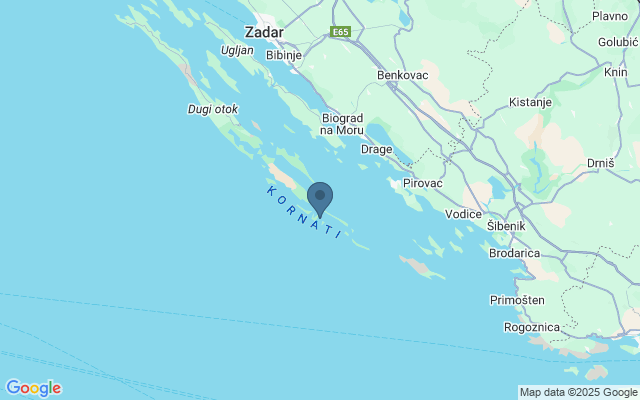 Kaart met locatie Nationaal Park Kornati